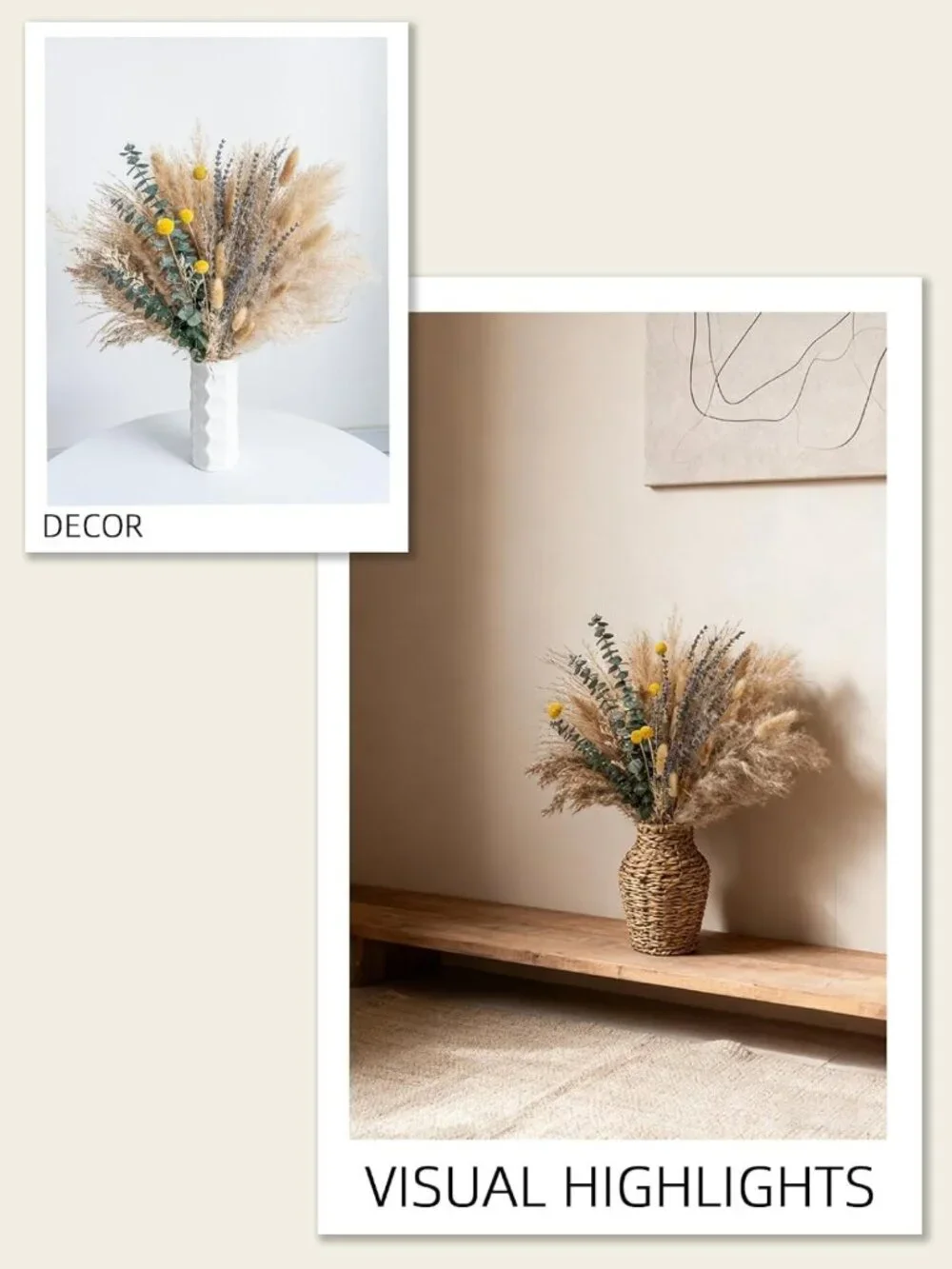 Boho Dried Flower Bouquet - Pampas Grass, Eucalyptus, Lavender & Bunny Tails